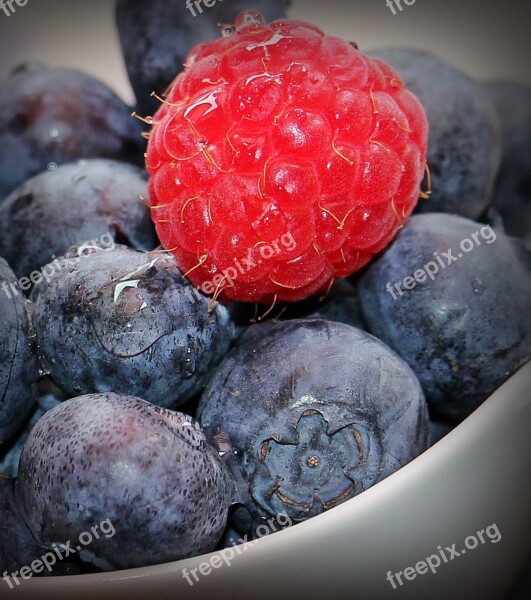 Blueberries Raspberry Fruits Fruit Vitamins