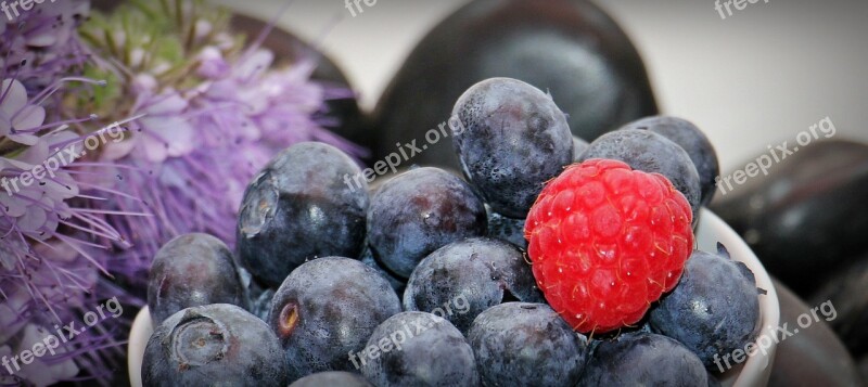 Blueberries Raspberry Fruits Fruit Vitamins