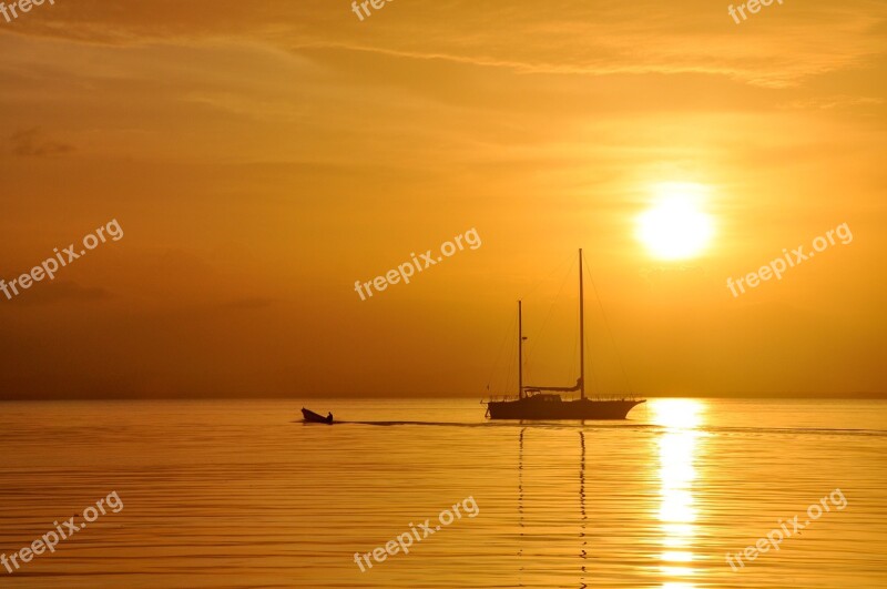 Sea Sunset Boat Thailand Ships