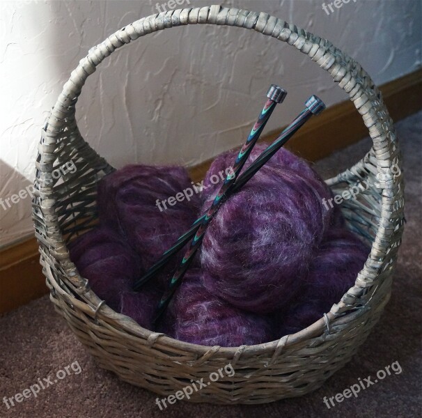 Mohair Yarn In A Basket Yarn Basket Knitting Needles Knitting