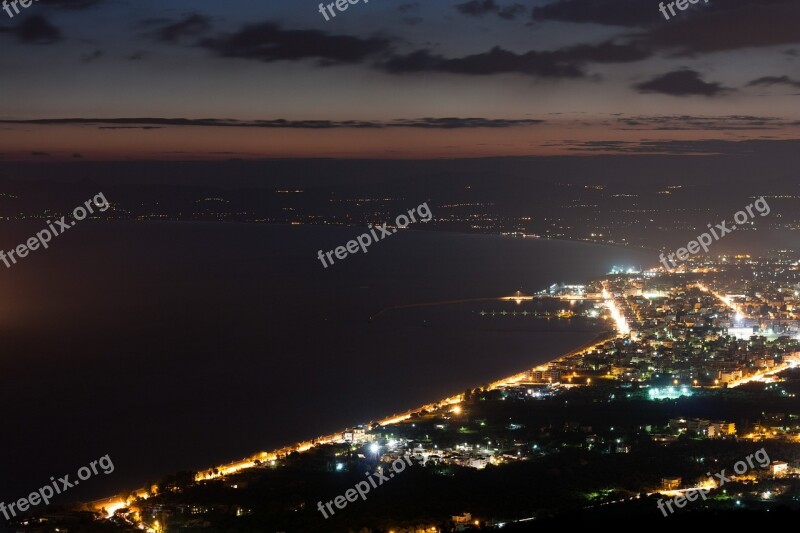 Kalamata View Landscape Night Lights