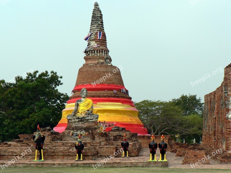 Thailand Ayutthaya Stupa Buddha Religion