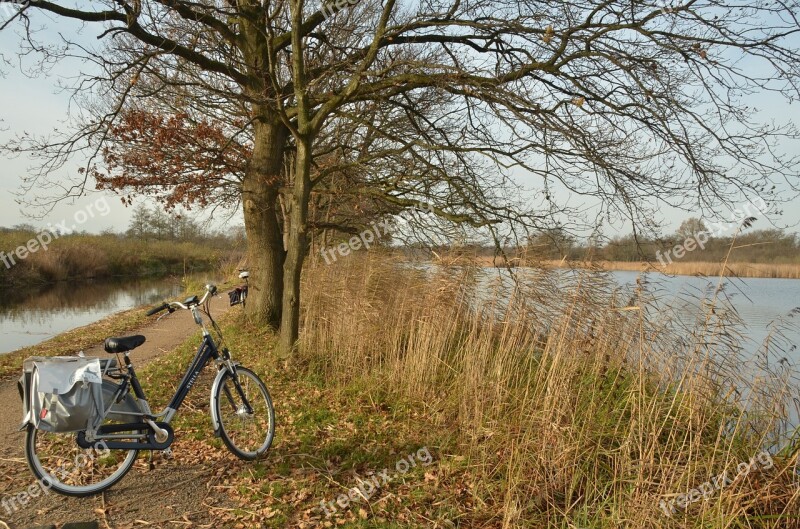 Landscape Autumn Water Bicycle Bike Path