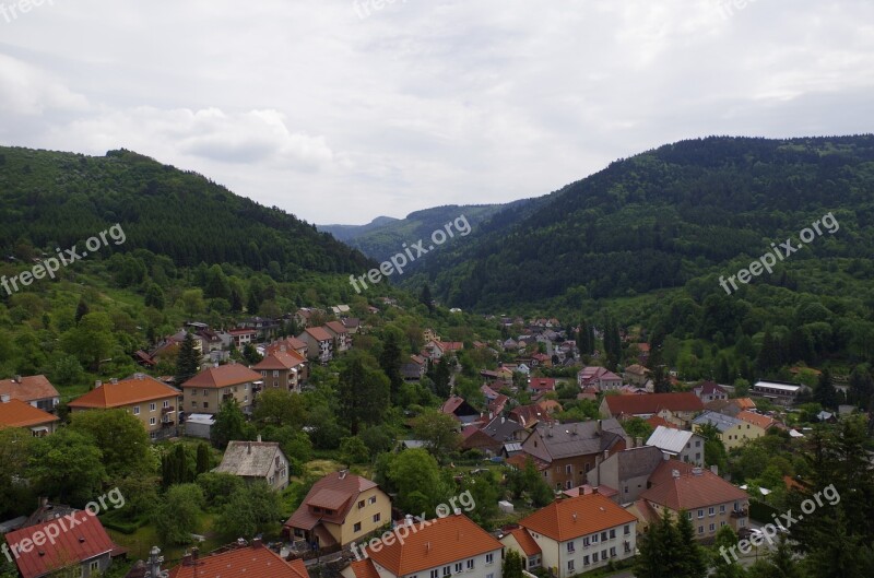 City Small Town Landscape Mountains Nature