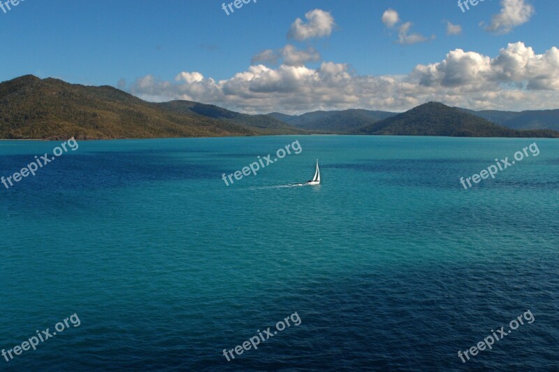 Sailboat Great Barrier Reef Ocean Free Photos