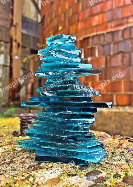 Glass Broken Shards Stacked Balance