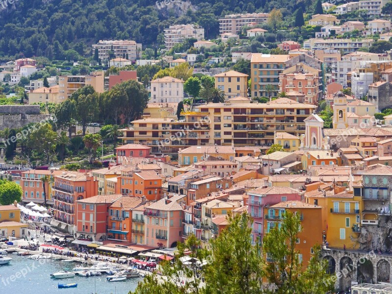 Coastal Village Mediterranean Picturesque Port Motor Boats