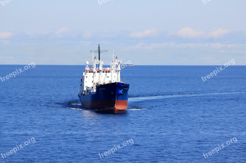 Ship Cargo Ship Sea Water Blue