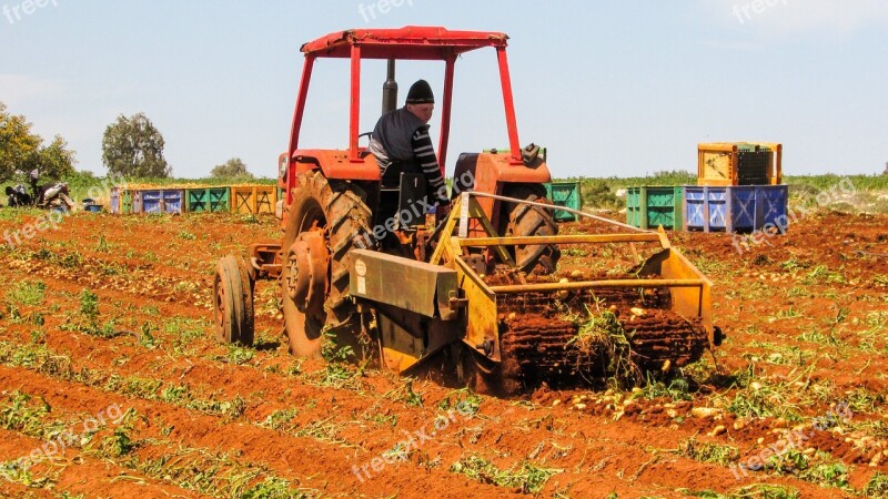 Tractor Working Potato Harvest Agriculture Free Photos