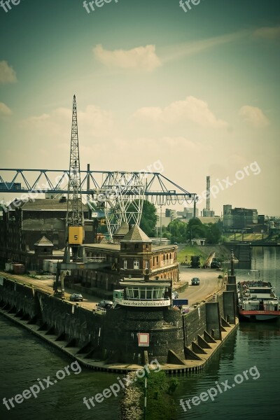 Port Inland Port Water Crane Ship