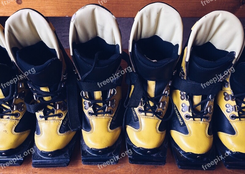 Ski Boots Worn Equipment Old