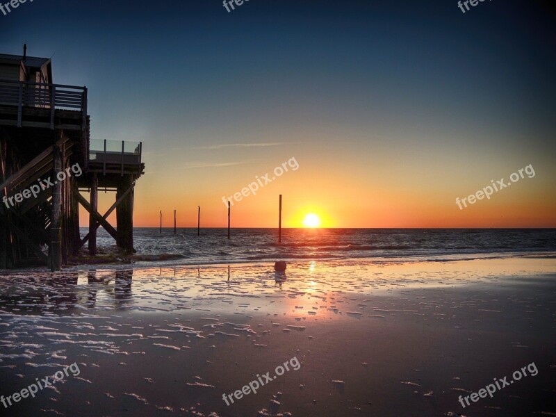 St Peter-ording Beach Sunset North Sea Vacations