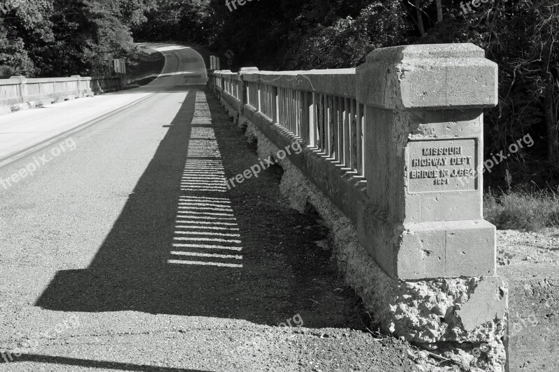 Black And White Bridge Shadows Road Gravel