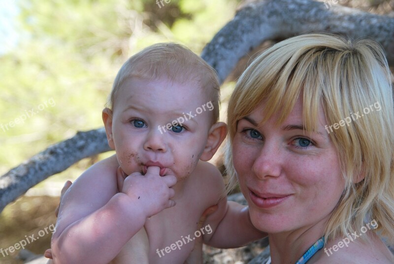 Mother Son Child Summer Beach