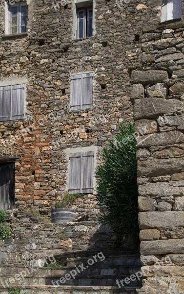 Corsican House Facade Shutters Architecture