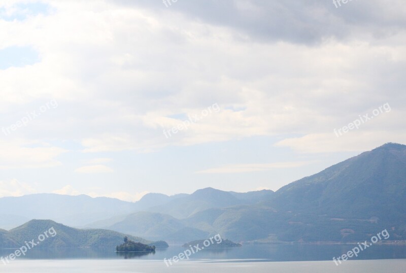 Lugu Lake In Yunnan Province Mountain Sky Free Photos