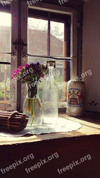 Farmhouse Old Antique Window Flowers