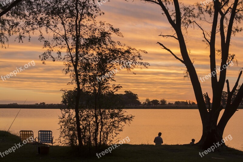 Lake Sunset Picnic Romantic Holiday