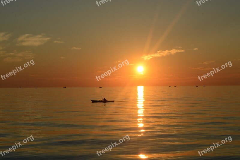 Lake Michigan Boat Sunset Fishing