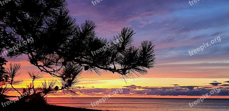 Sunset Lake Superior Pine Michigan