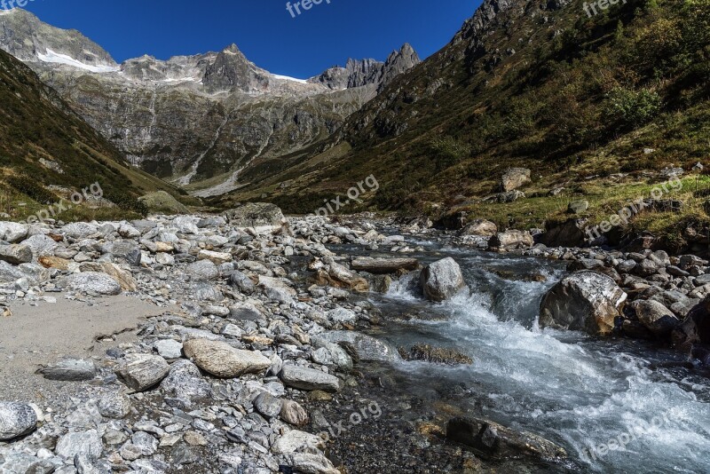 Mountain Stream Landscape Alpine Meiental Nature