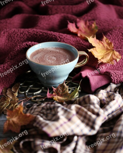 Autumn Coffee Leaves Mug Drink