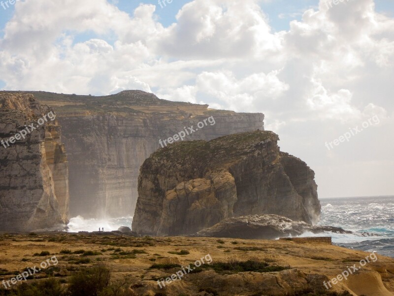 Malta Gozo Rock Cliff Clouds