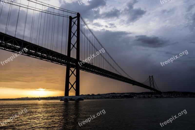 Lisabon Tejo Mood Sunset Clouds