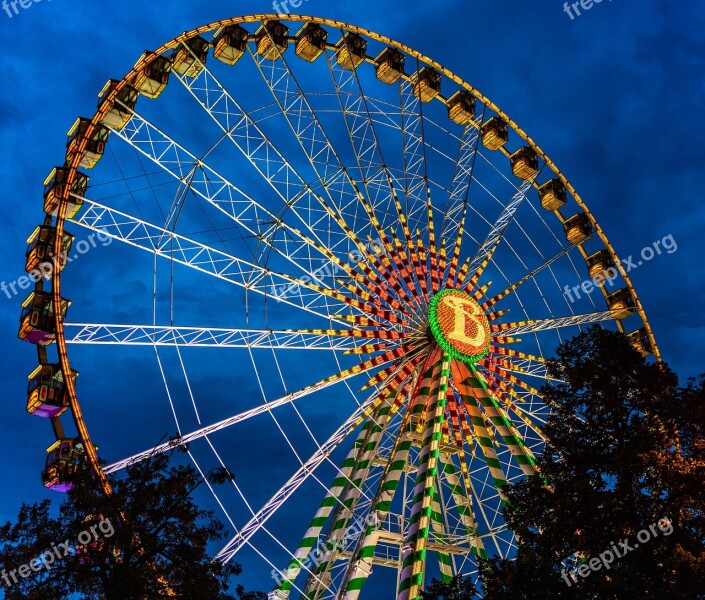 Ferris Wheel Fun Oktoberfest Folk Festival Hustle And Bustle