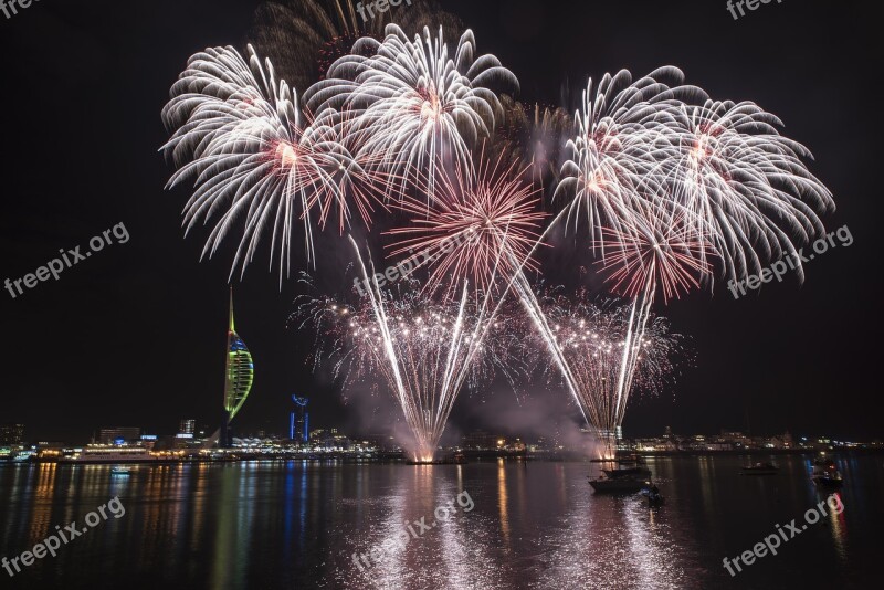 Fireworks Portsmouth Water Night Lights