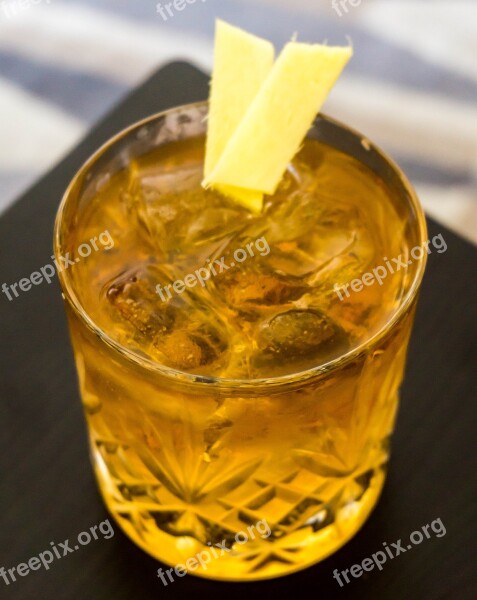 Alcohol Ginger Drink Glass Brown