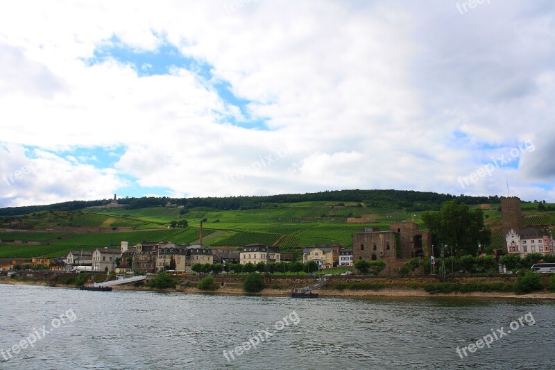 Rudesheim Landscape Rhine Waters Nature