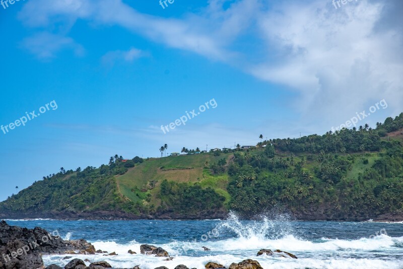 St Vincent And The Grenadines Surf Rough Sea Free Photos