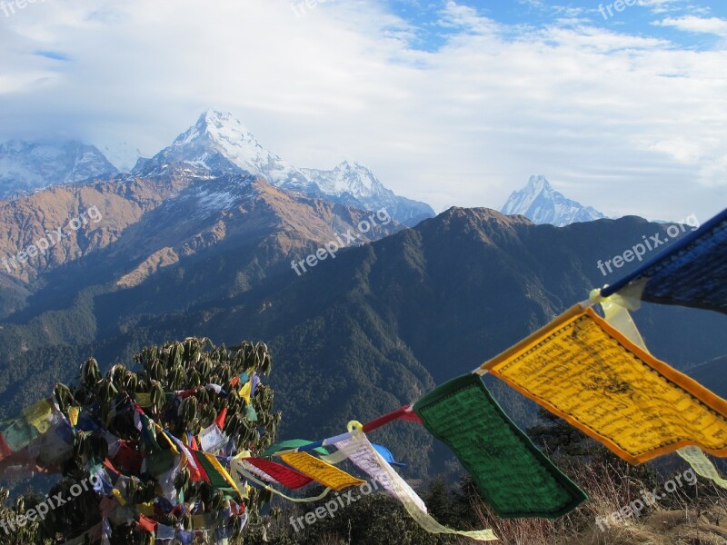 Buddhism Mountains Nepal Himalayas Landscape