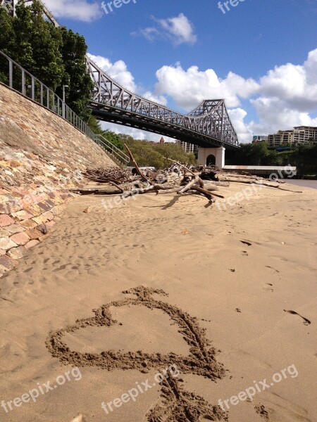 Sandy Shore Bridge Beach Sand Shore