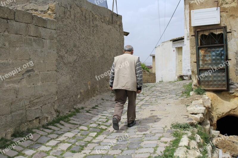 Old Street Man Person Walking Country Life