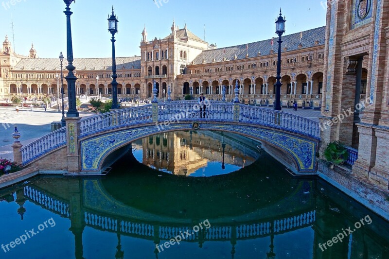 Plaza De Espania Bridge Palace Seville Historic