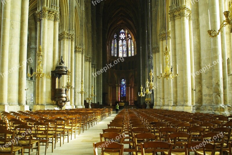 Reims Cathedral Nave Pillars Chair Light