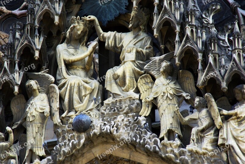 Reims Cathedral Sculptures Statues Mary