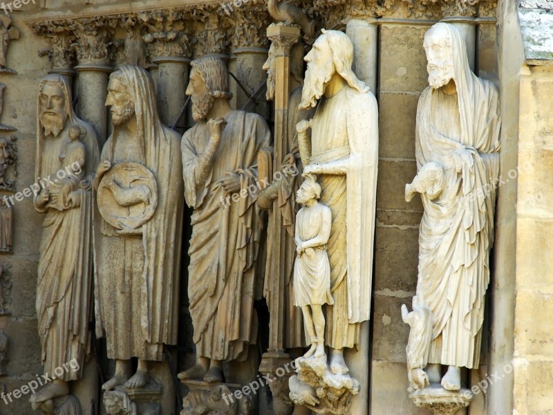 Reims Cathedral Statue Sculptures Saint