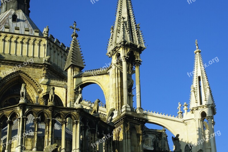 Reims Cathedral French Gothic Architecture Statues Arcades