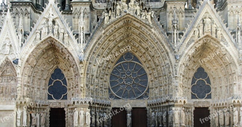 Reims Cathedral Rosette French Gothic Architecture Three Gates