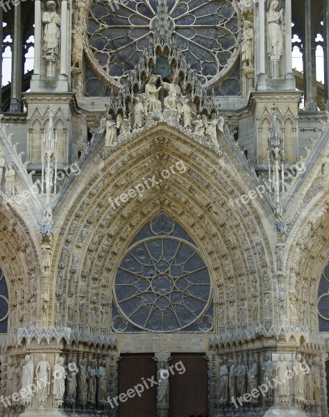 Reims Cathedral Rosette French Gothic Architecture Portal