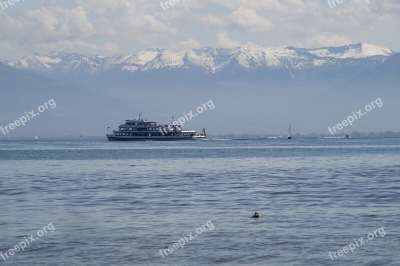 Sailing Ships Lake Constance Alpine Panorama Landscape