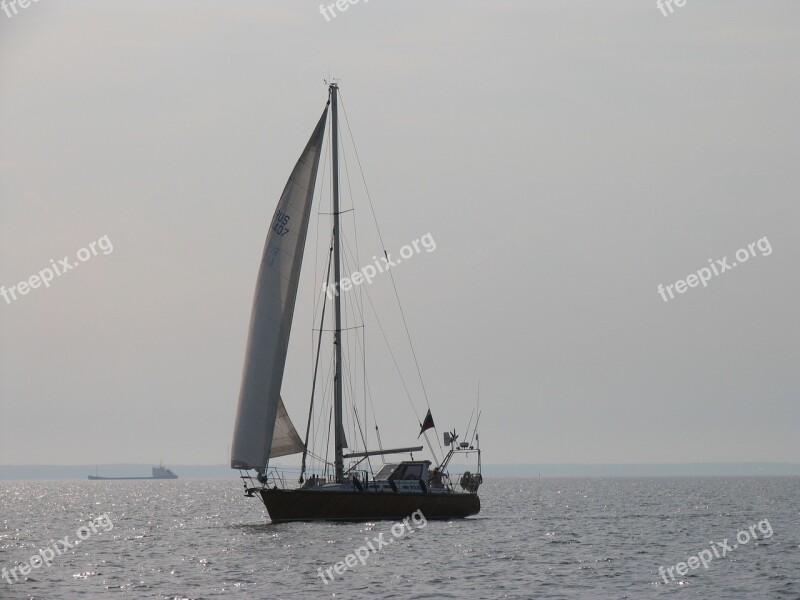 Water Yacht Evening Sea Sails