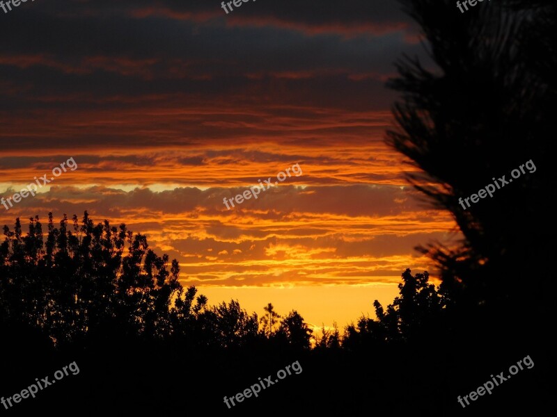 Sunset Clouds Sky Orange Nature