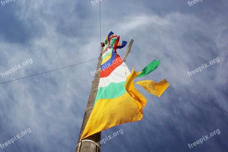 Prayer Flags Sky Tibetan Free Photos