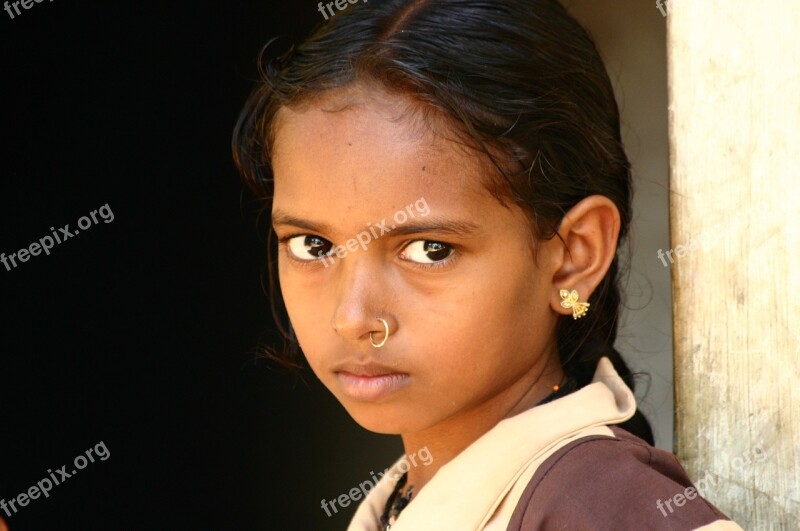 Indian Girl Child Student Face