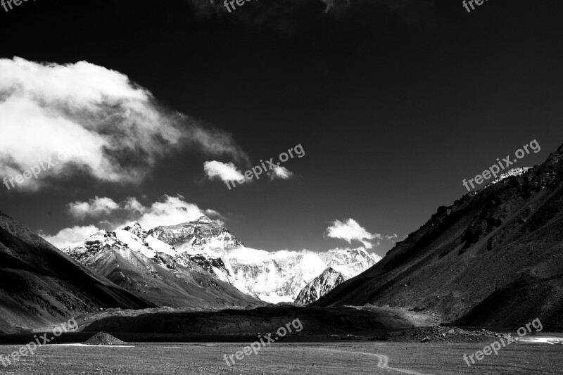 Photography Tibet Everest Landscape Black And White