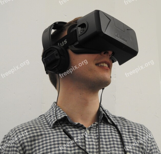 Man Black Virtual Reality Oculus Vr